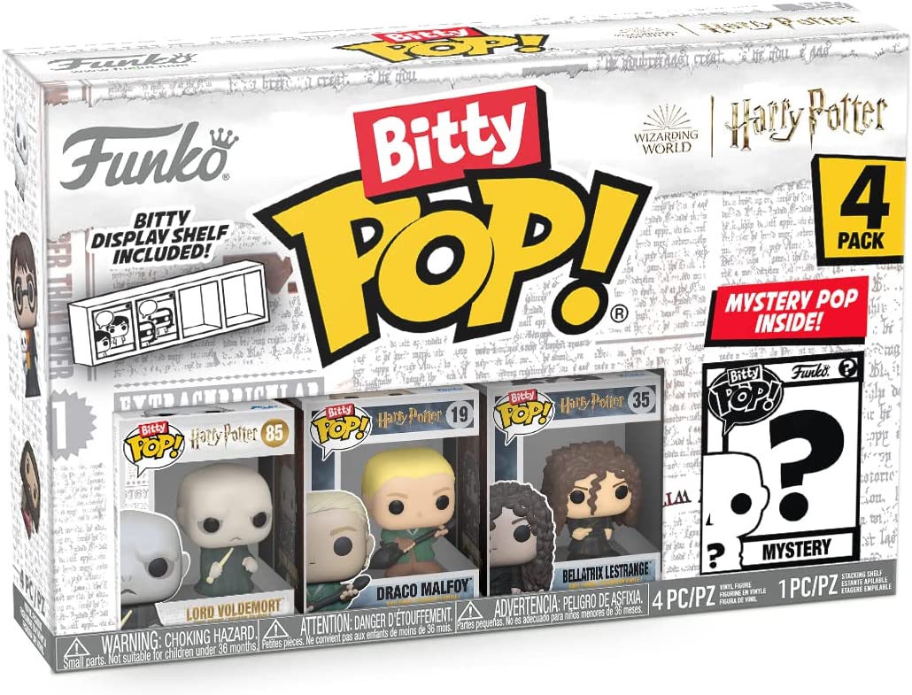 Funko Bitty POP! Harry Potter - Lord Voldemort™, Draco Malfoy™ (Quidditch™), Bellatrix Lestrange™ and A Surprise Mystery Mini Figure - 0.9 Inch (2.2 Cm) Collectable - Gift Idea - Cake Topper