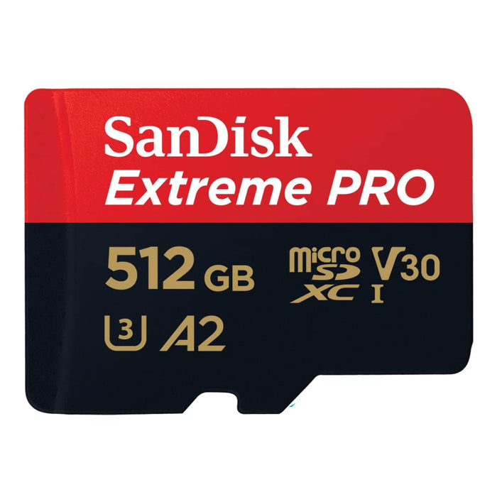 SanDisk Extreme PRO 512 GB MicroSDXC UHS‐I‐Kaart Met SD-Adapter (A2 App Performance, 2 Jaar RescuePRO Deluxe Software, Leessnelheden Tot 200 MB/s, Class 10, UHS-I, U3, V30, 30 Jaar Garantie) Zwart