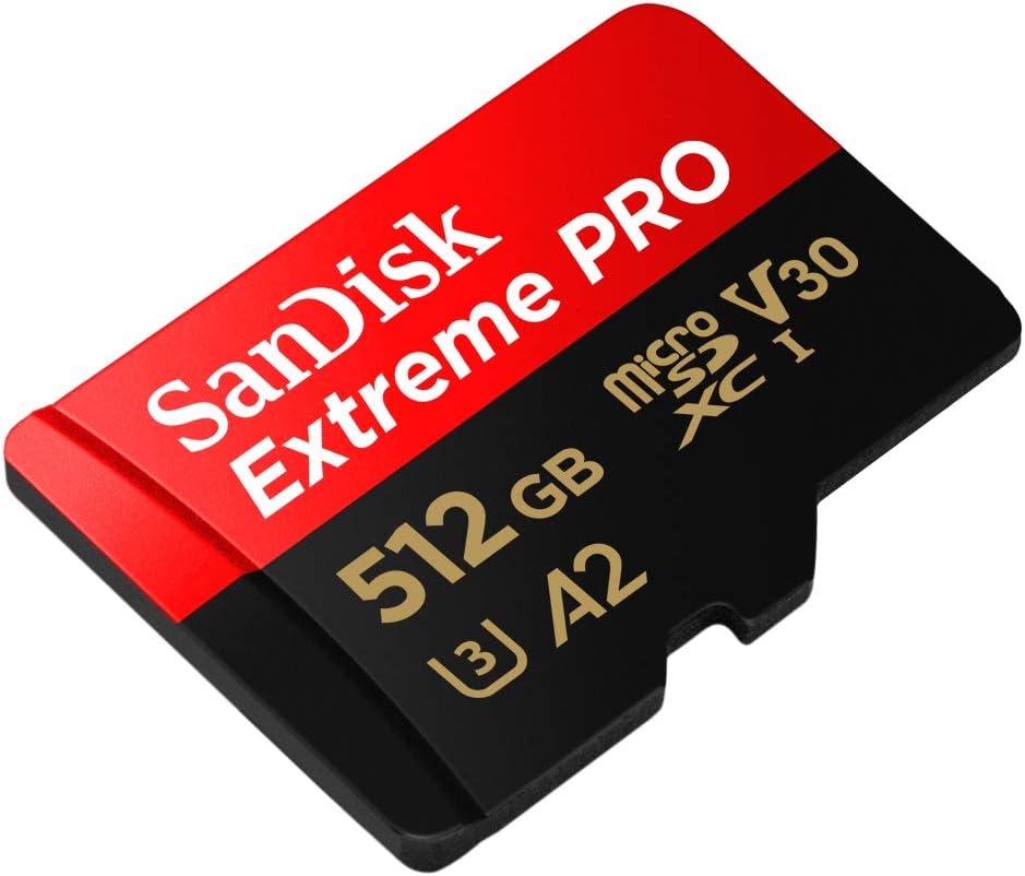SanDisk Extreme PRO 512 GB MicroSDXC UHS‐I‐Kaart Met SD-Adapter (A2 App Performance, 2 Jaar RescuePRO Deluxe Software, Leessnelheden Tot 200 MB/s, Class 10, UHS-I, U3, V30, 30 Jaar Garantie) Zwart