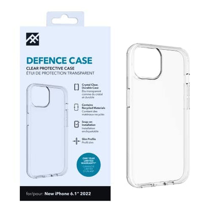 ZAGG iFrogz Defence Protective Case Compatible with iPhone 14, Durable, Snap On, Smudge Resistant, Slim, Recycled, Clear