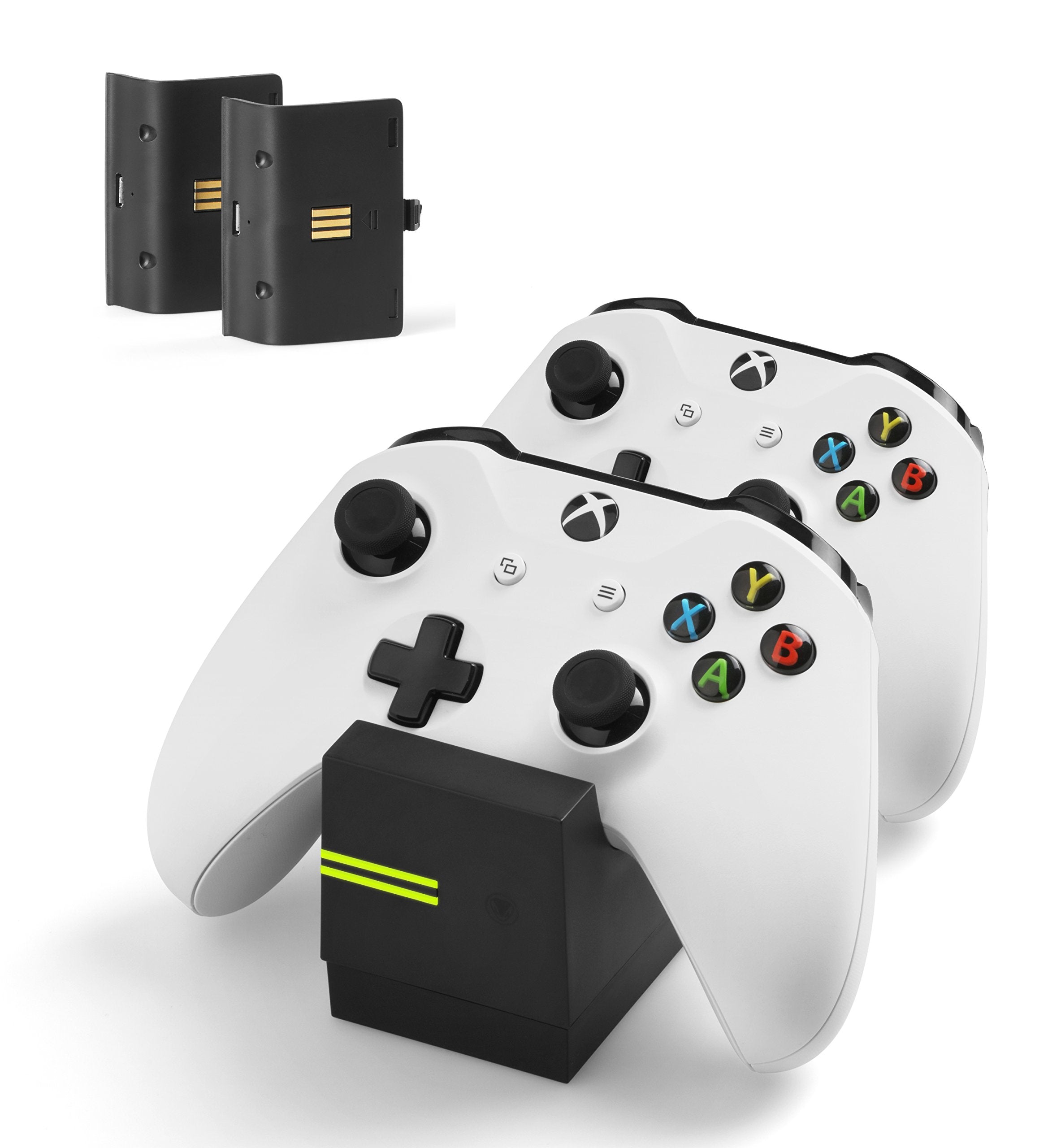 snakebyte Xbox One TWINCHARGE X - black - charger / charging station for Xbox One S / X / Elite Controller / Gamepads, 2 rechargeable batteries 800mAh, dual channel charge, LED charge status indicator Black Xbox one