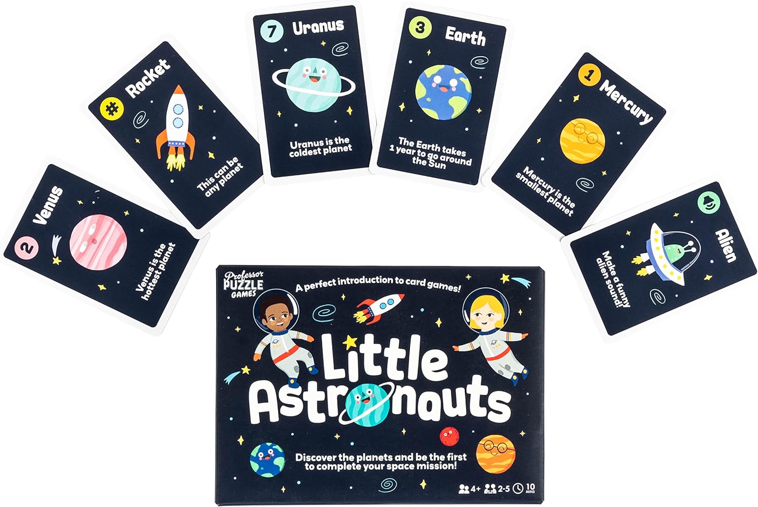 Professor Puzzle | Little Astronauts | Card Game | Ages 4+ | 2-5 Players | 10 Minutes Playing Time