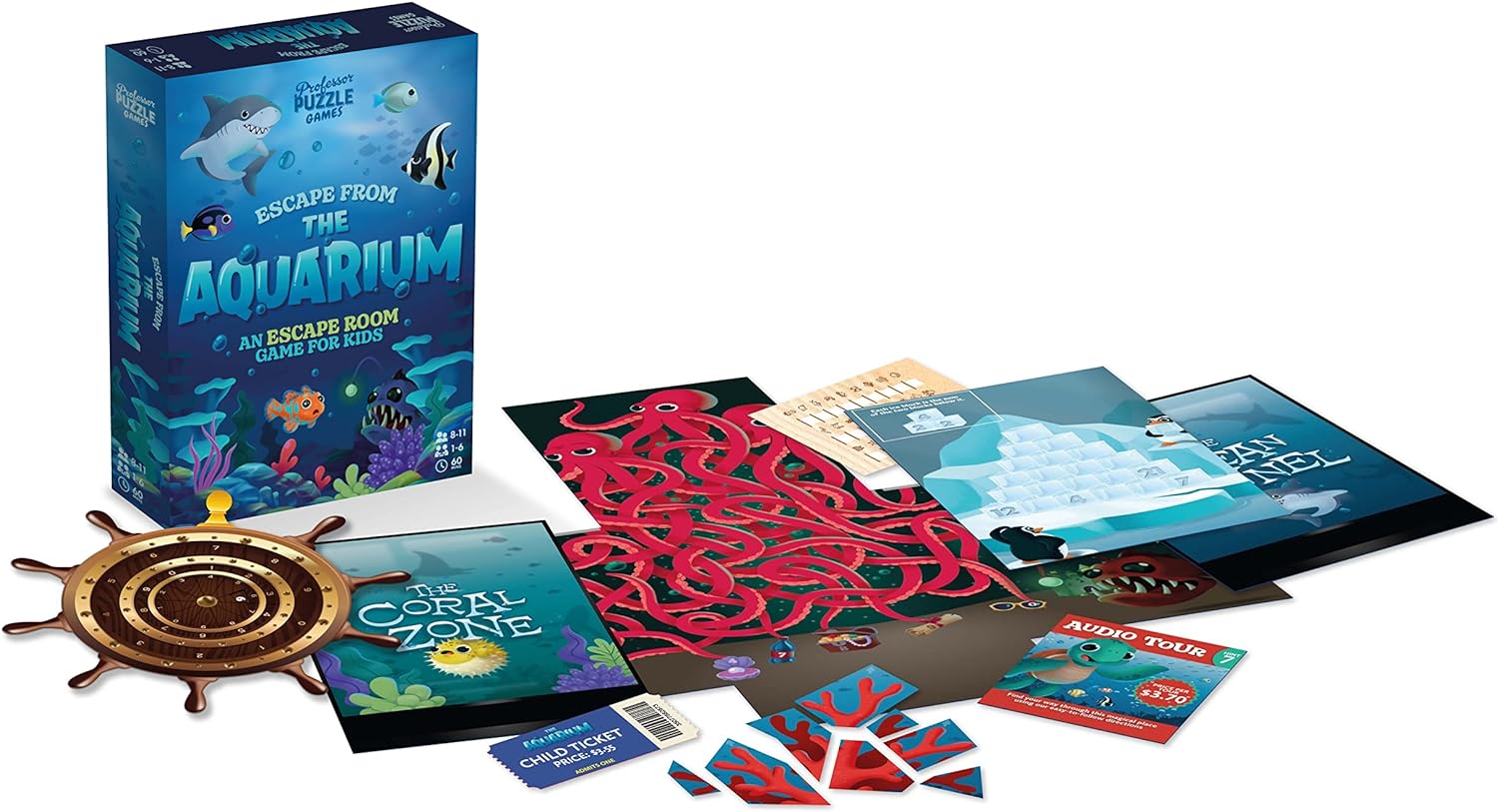 Professor Puzzle | Escape from The Aquarium - Escape Room | Strategy Game | Ages 8 to 11 | 1-6 Players | 60 Minutes Playing Time