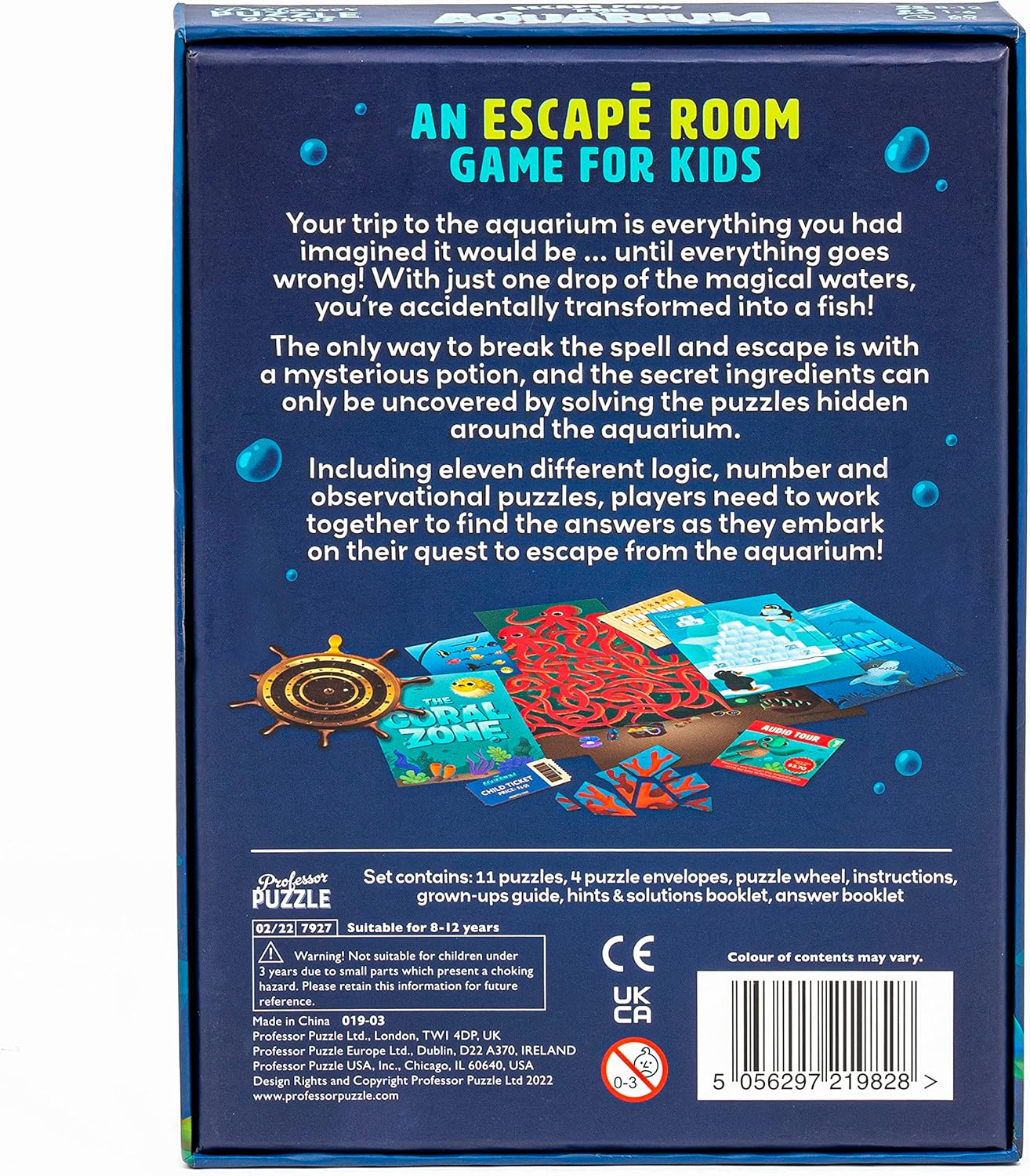 Professor Puzzle | Escape from The Aquarium - Escape Room | Strategy Game | Ages 8 to 11 | 1-6 Players | 60 Minutes Playing Time