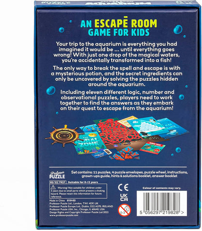 Professor Puzzle | Escape from The Aquarium - Escape Room | Strategy Game | Ages 8 to 11 | 1-6 Players | 60 Minutes Playing Time