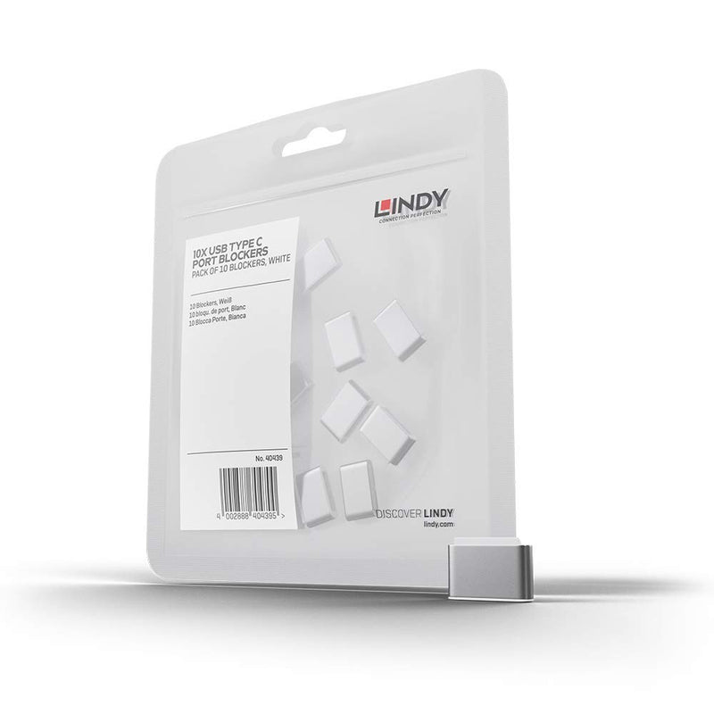 LINDY 40439 USB Type C Port Blockers Without Key, White