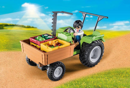 Playmobil 71249 Country Tractor with Harvesting Trailer, farm animal play sets, sustainable toys, fun imaginative role play, playsets suitable for children ages 4+
