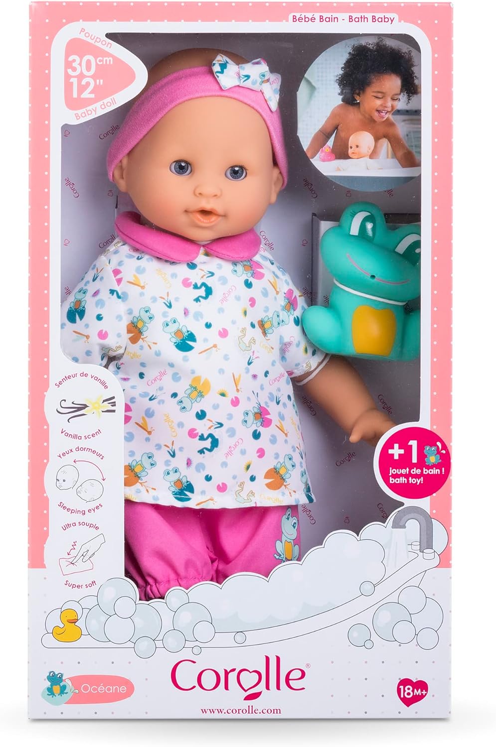 Corolle - Meine erste Puppe, Baby-Badewanne, Ozean, 30 cm, ab 18 Monaten, 9000100650 Rosa
