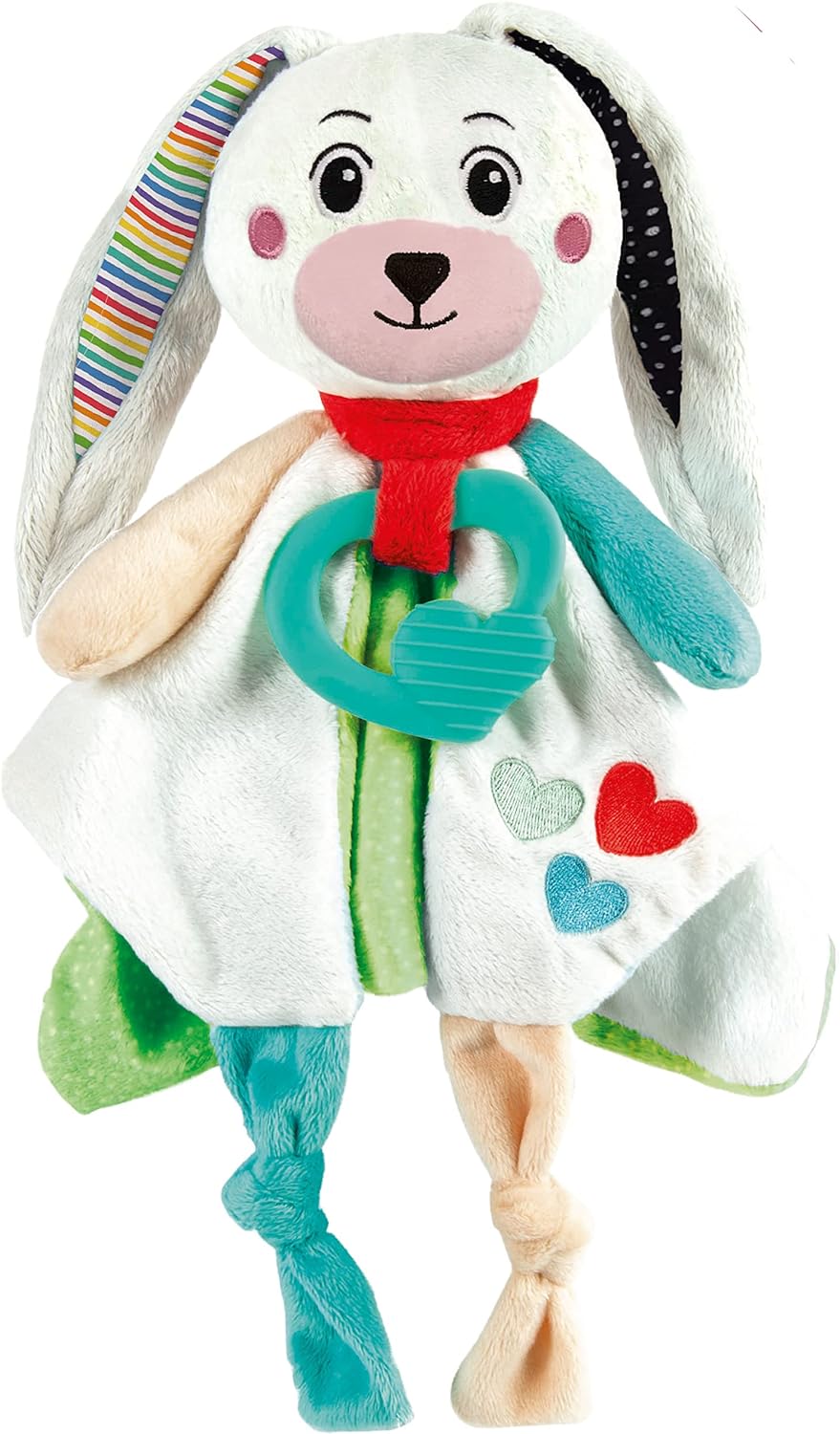 Clementoni Conejo Peluche y Despertador, Regalo de Nacimiento, Educativo para bebé, Juguete de 0 Meses, Juego de Primera Edad, 100% Lavable a máquina, Estampado Animal, Multicolor (17791