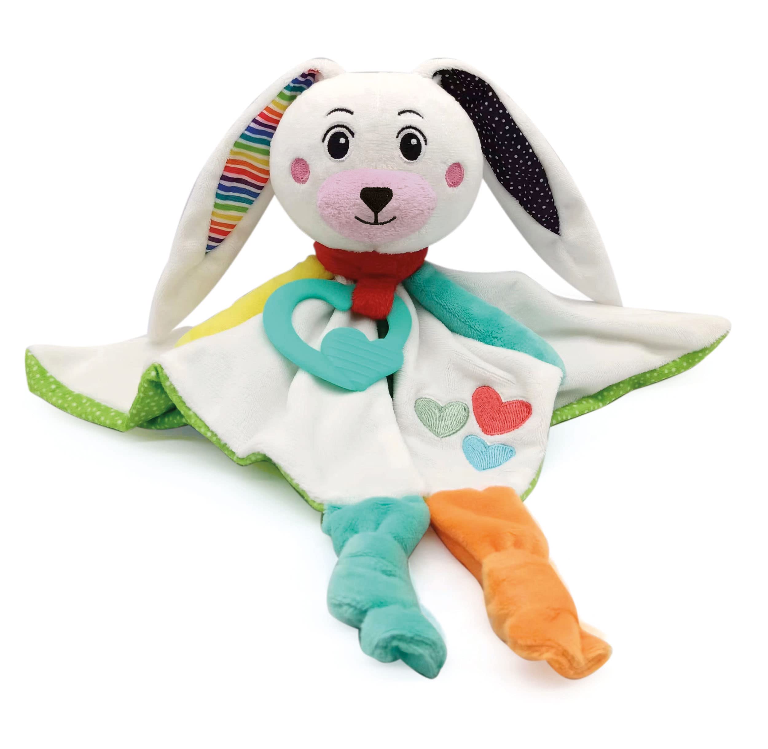 Clementoni Conejo Peluche y Despertador, Regalo de Nacimiento, Educativo para bebé, Juguete de 0 Meses, Juego de Primera Edad, 100% Lavable a máquina, Estampado Animal, Multicolor (17791