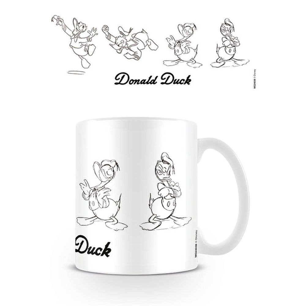 Donald Duck Walt Disney Kaffeebecher Sketch weiß, 1 Stück (1er Pack