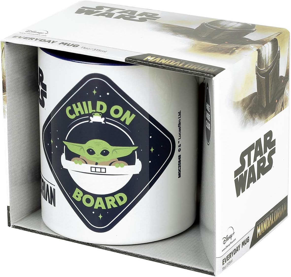 Disney Star Wars The Mandalorian (Child on Board) Blue Coloured Inner Tea and Coffee Mug