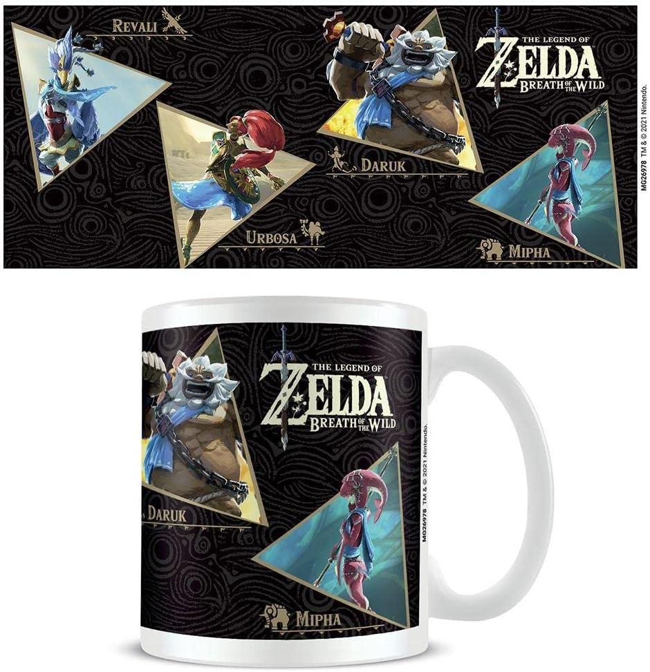 The Legend of Zelda Breath of The Wild Mug (Champions Design) 11oz Ceramic Mug - Official Merchandise, White