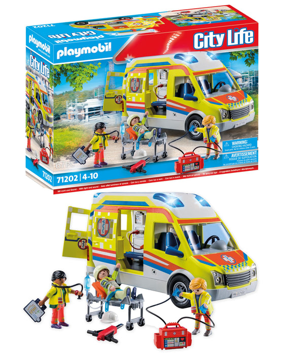 Playmobil 71202 City Life Ambulance with Lights and Sound, toy playset suitable for ages 4+