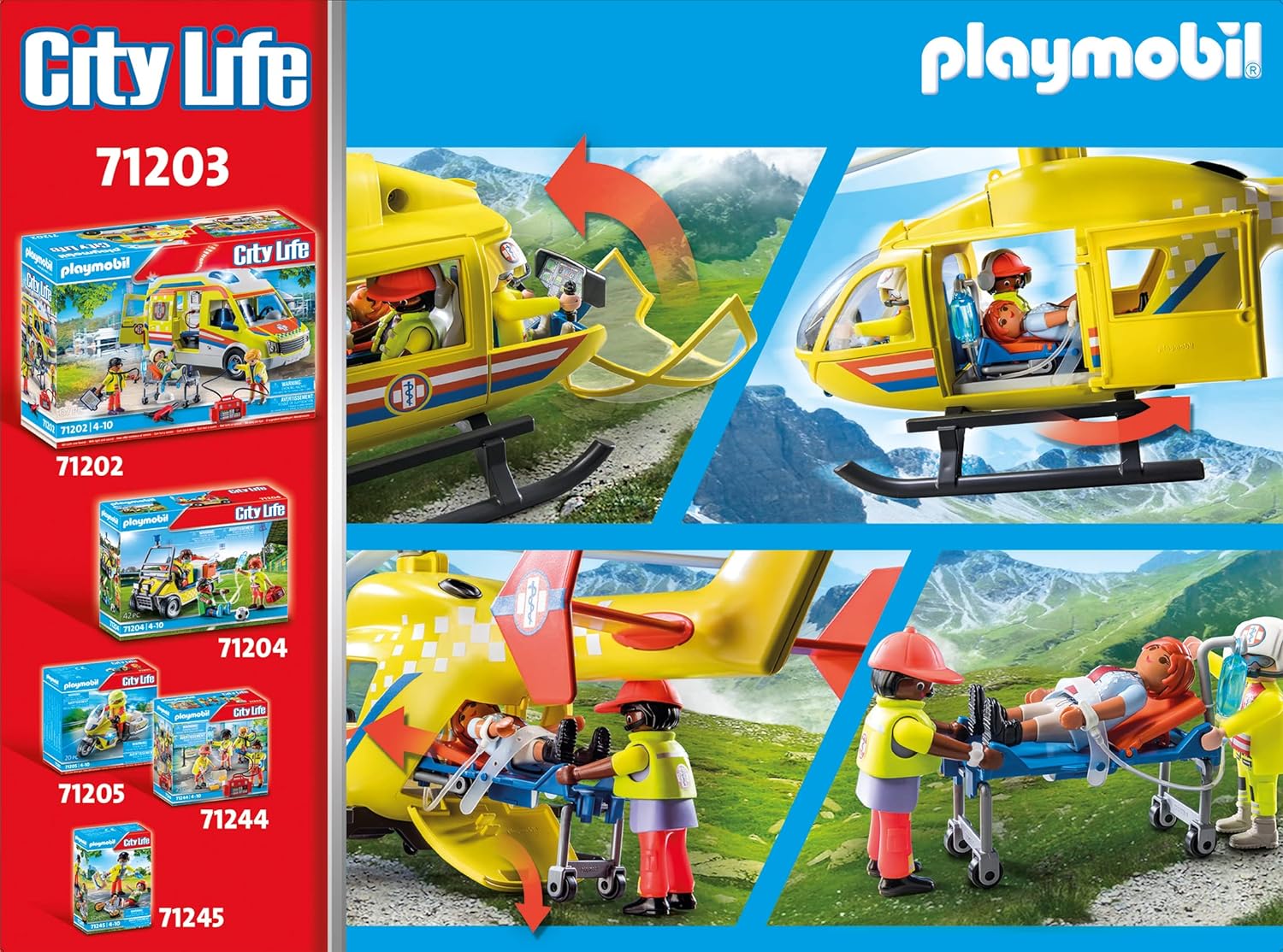 Playmobil 71203 City Life Medical Helicopter, toy for children ages 4+, toy playset suitable for ages 4+