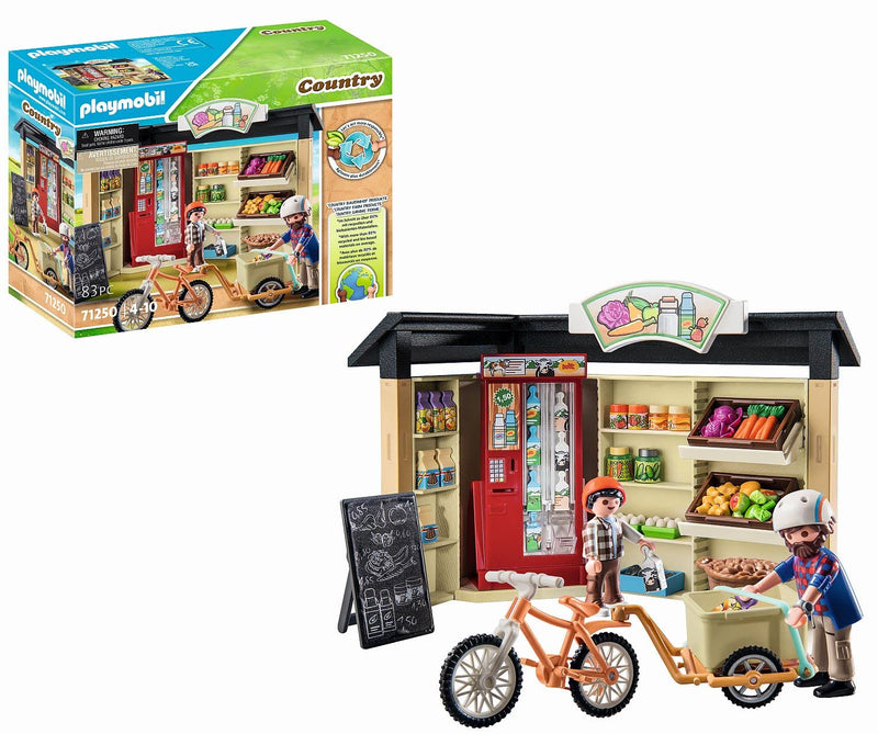 Playmobil 71250 Country Farm Shop, farm animal play sets, sustainable toys, fun imaginative role play, playsets suitable for children ages 4+
