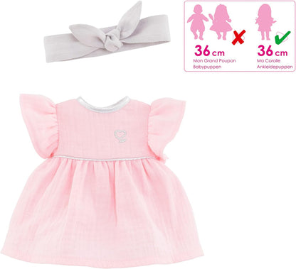Corolle 9000212480 Robe Dress and Hairband, Doll Accessories, Doll Clothes, for All 36 cm Ma Dressing Dolls, from 4 Years, Pink