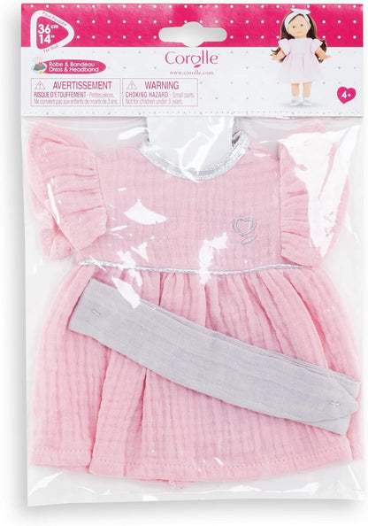 Corolle 9000212480 Robe Dress and Hairband, Doll Accessories, Doll Clothes, for All 36 cm Ma Dressing Dolls, from 4 Years, Pink
