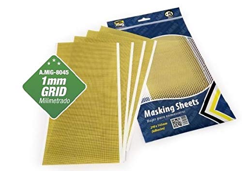 Mig - Masking Sheets 1mm Grid 5 Pcs 290mm X 145mm - MIG8045