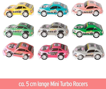 BEMIRO Turbo Racers raceauto speelgoed met terugtrek- set van 9, speelgoedauto met terugtrekmotor, cadeautje voor jongens en kinderen, speelgoed auto
