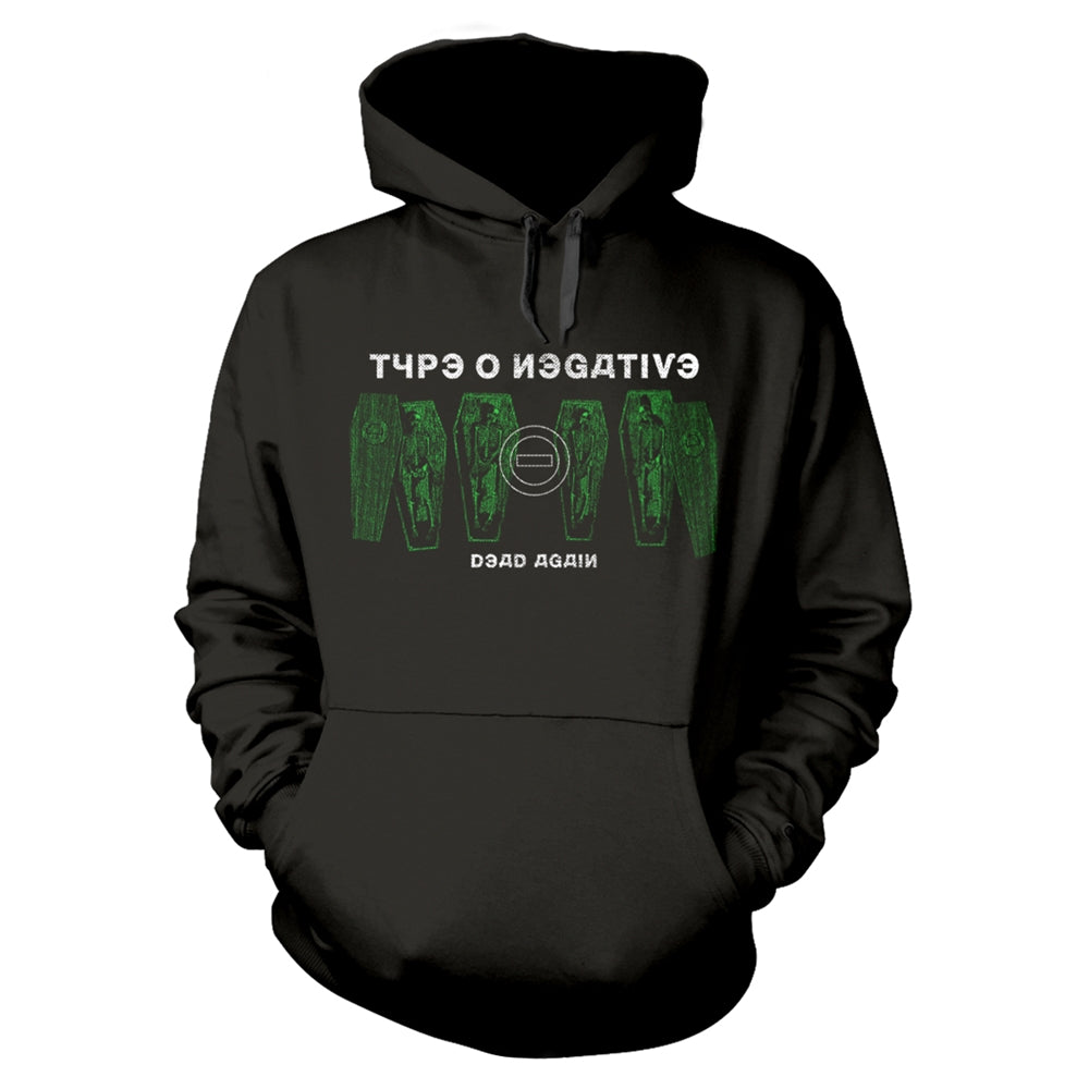 TYPE O NEGATIVE - DEAD AGAIN COFFINS BLACK Hooded Sweatshirt Small