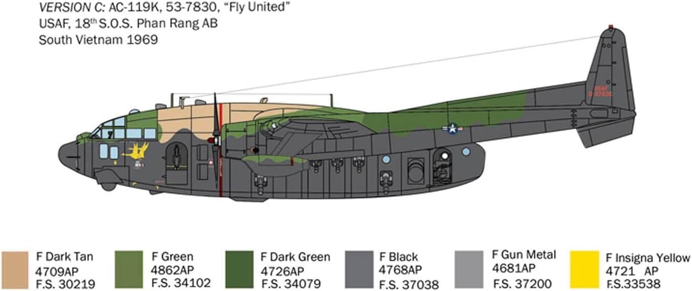 Italeri 1468 AC-119K Stinger, schaal 1:72, modelbouwset, kunststof, modelbouw, IT1468