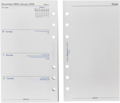 2023 Filofax Personal Week on Two Pages English Sunday Start 223 Diary, White