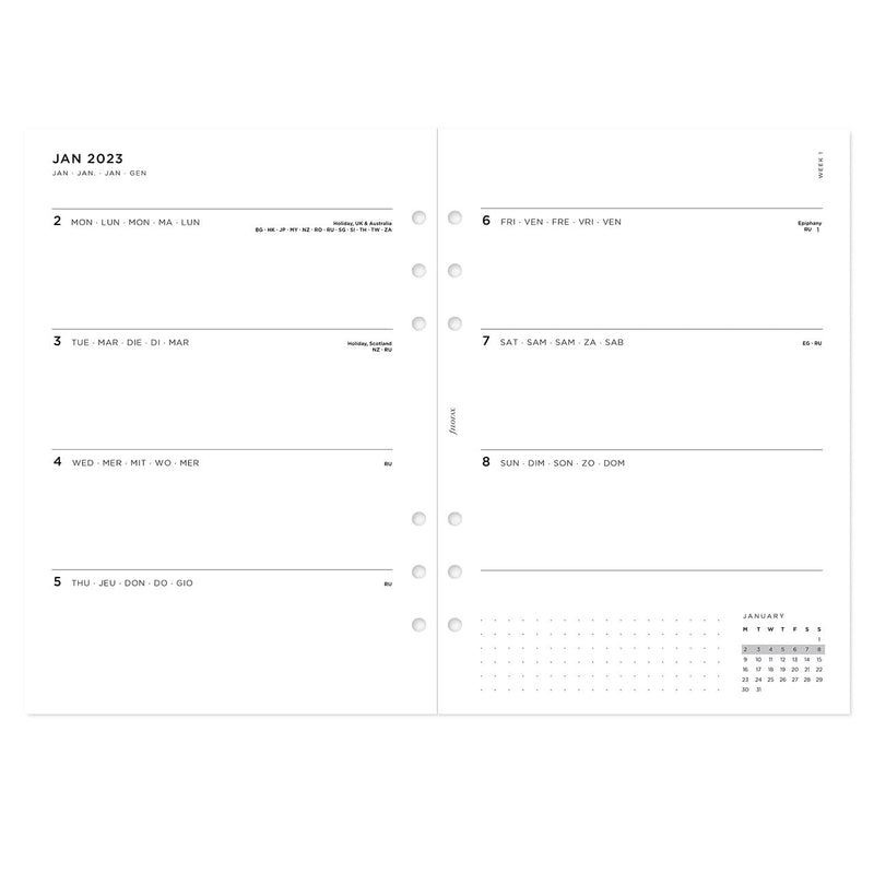 Filofax A5 Minimal Week on Two Pages 2023 Diary, White (23-68590