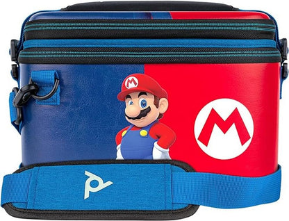 PDP Gaming Officially Licensed Switch Pull-N-Go Travel Case - Mario - Semi-Hardshell Protection - Protective PU Leather - Holds 14 Games and Controller - Works with Switch OLED and Lite Mario Blue