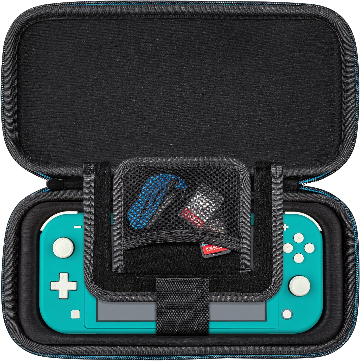 PDP Gaming Officially Licensed Switch Pull-N-Go Travel Case - Mario - Semi-Hardshell Protection - Protective PU Leather - Holds 14 Games and Controller - Works with Switch OLED and Lite Mario Blue