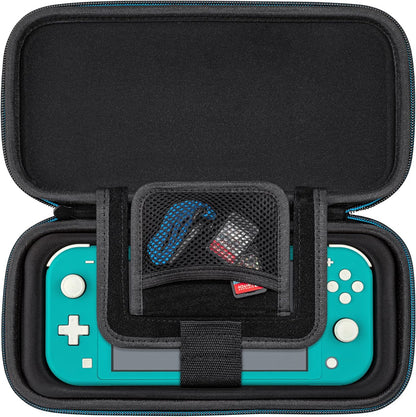 PDP Gaming Officially Licensed Switch Pull-N-Go Travel Case - Mario - Semi-Hardshell Protection - Protective PU Leather - Holds 14 Games and Controller - Works with Switch OLED and Lite Mario Blue