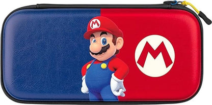 PDP Gaming Officially Licensed Switch Pull-N-Go Travel Case - Mario - Semi-Hardshell Protection - Protective PU Leather - Holds 14 Games and Controller - Works with Switch OLED and Lite Mario Blue