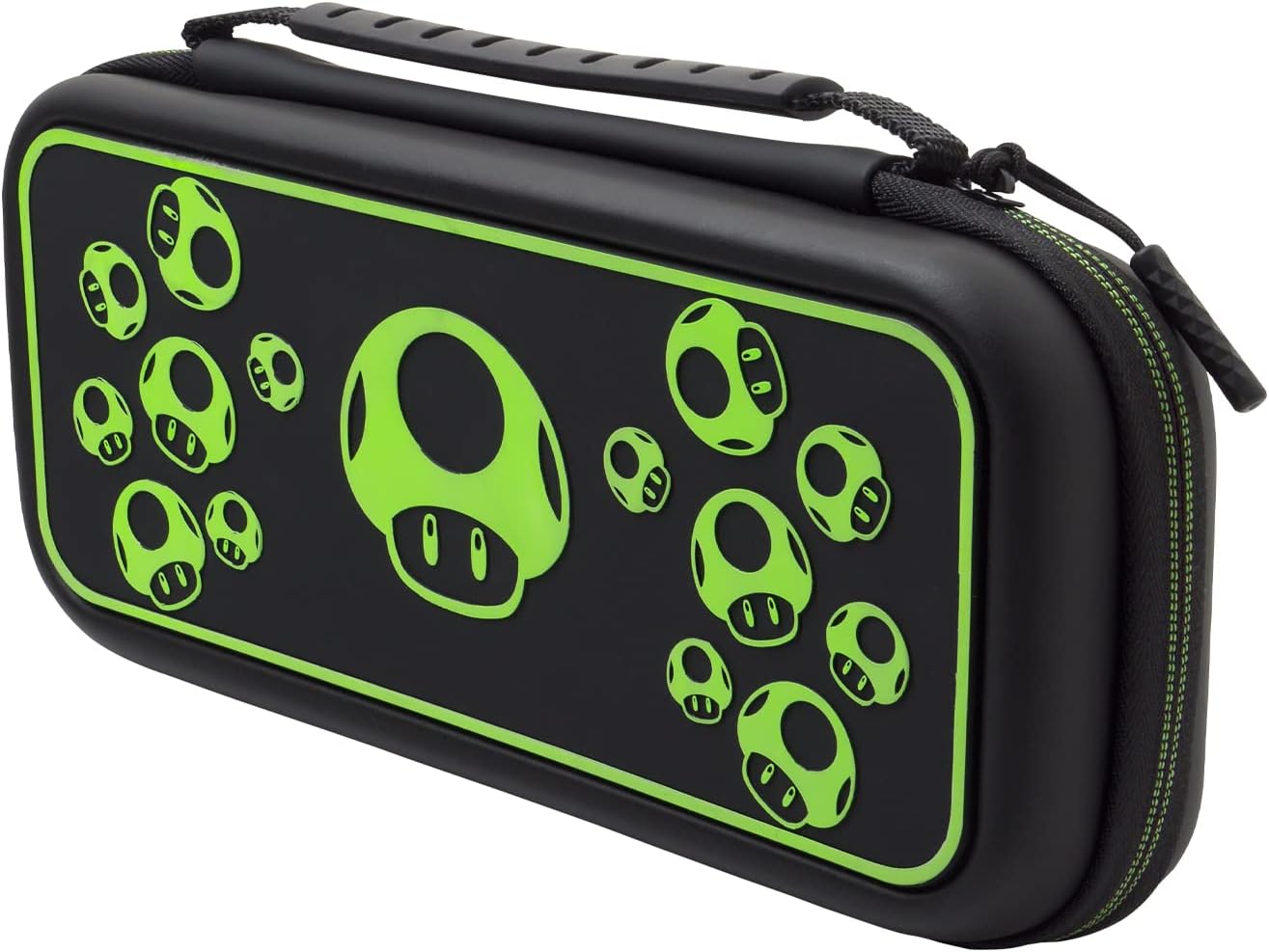 PDP Gaming Officially Licensed Switch Console Case - 1-UP Glow-in-the-dark - Works with Switch OLED & Lite GLOW Black and Green