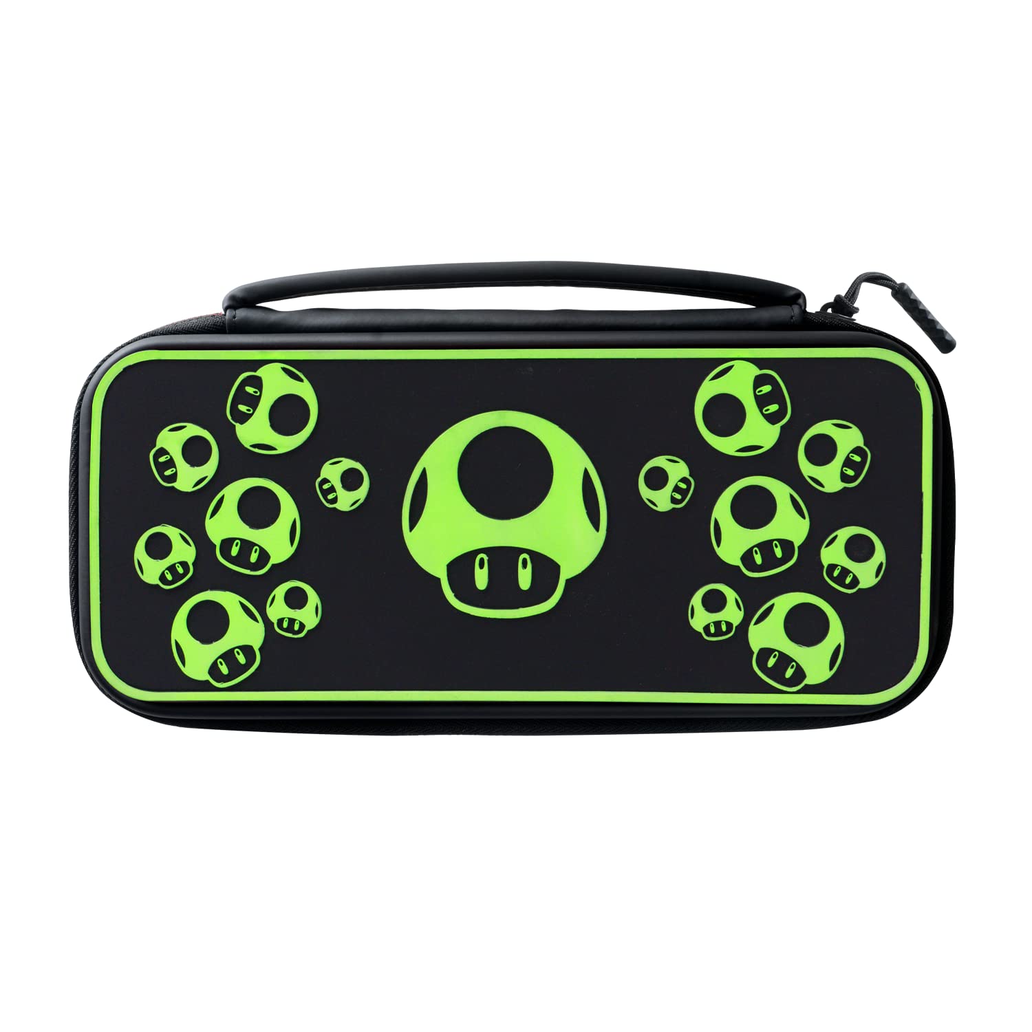PDP Gaming Officially Licensed Switch Console Case - 1-UP Glow-in-the-dark - Works with Switch OLED & Lite GLOW Black and Green