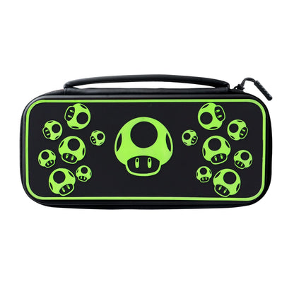 PDP Gaming Officially Licensed Switch Console Case - 1-UP Glow-in-the-dark - Works with Switch OLED & Lite GLOW Black and Green