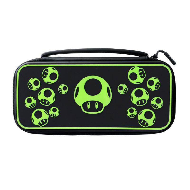 PDP Gaming Officially Licensed Switch Console Case - 1-UP Glow-in-the-dark - Works with Switch OLED & Lite GLOW Black and Green