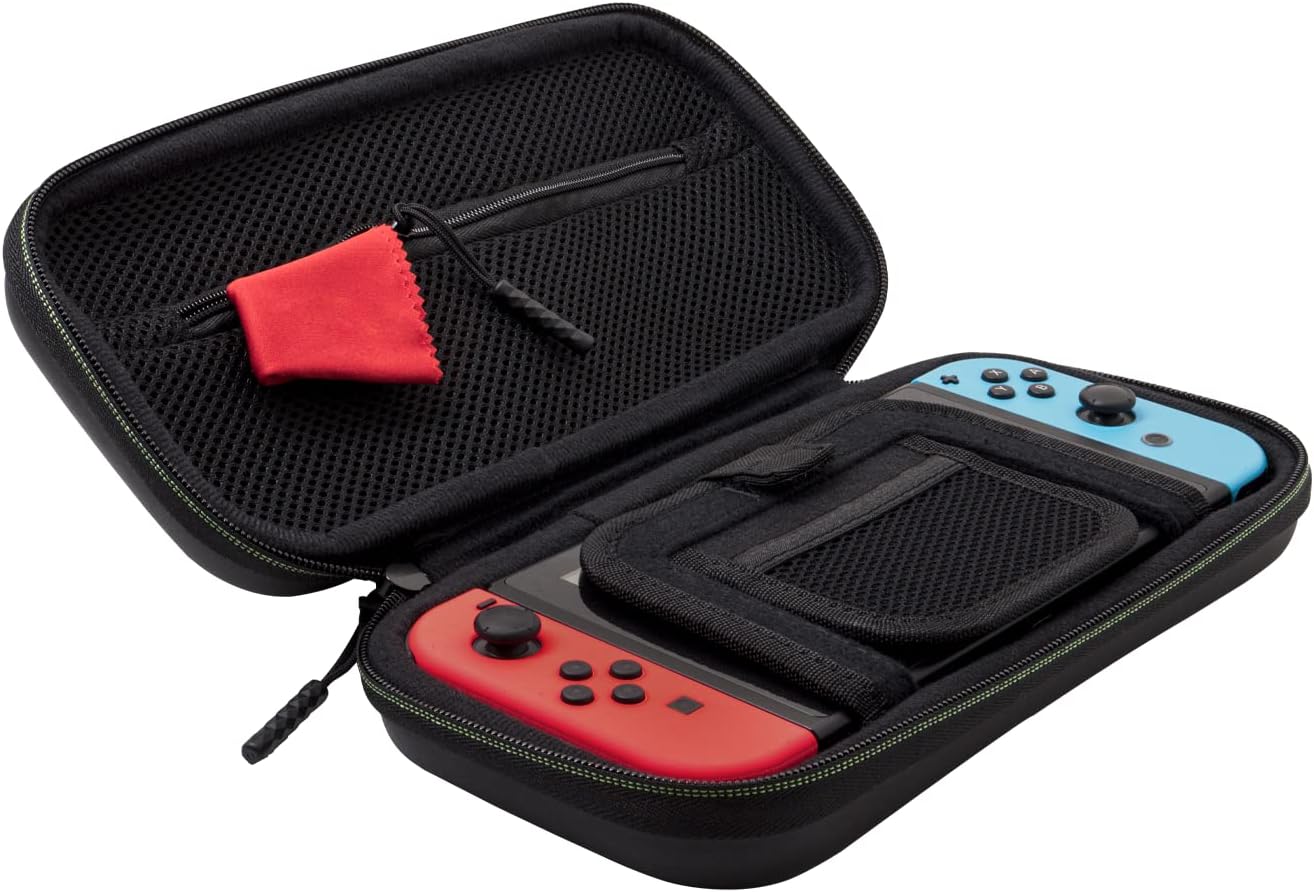 PDP Gaming Officially Licensed Switch Console Case - 1-UP Glow-in-the-dark - Works with Switch OLED & Lite GLOW Black and Green