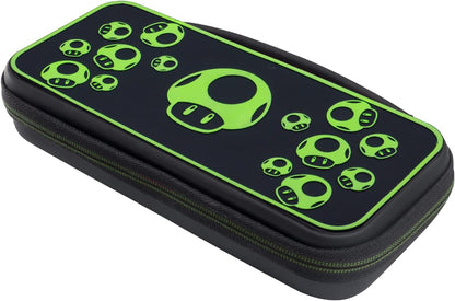 PDP Gaming Officially Licensed Switch Console Case - 1-UP Glow-in-the-dark - Works with Switch OLED & Lite GLOW Black and Green