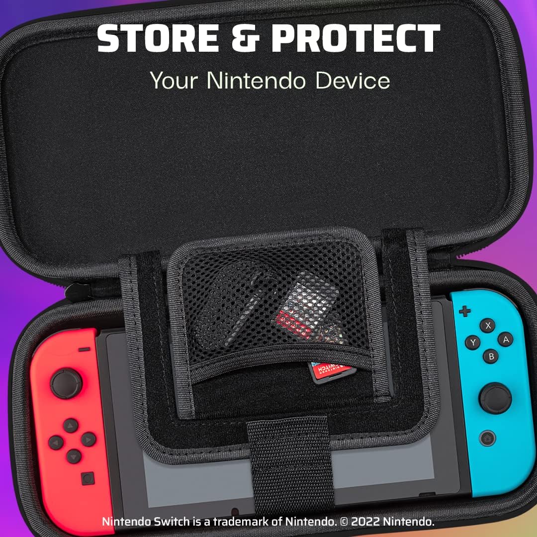 PDP Gaming Officially Licensed Switch Slim Deluxe Travel Case - STAR SPECTRUM - Semi-Hardshell - Console Stand - Protective PU Leather - Holds 14 Games - Works with Switch OLED & Lite Star spectrum Pi
