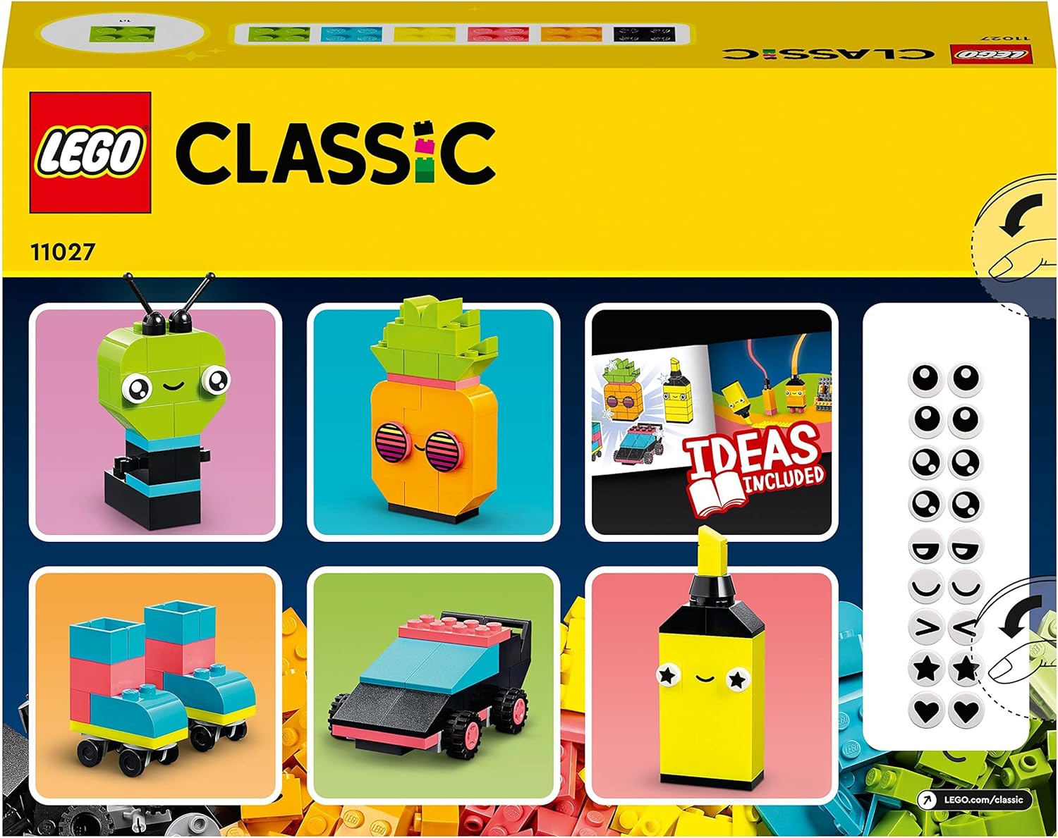 LEGO 11027 Classic Creative Neon Fun Brick Box Set, Building Toy & 11017 Classic Creative Monsters, Construction Playset