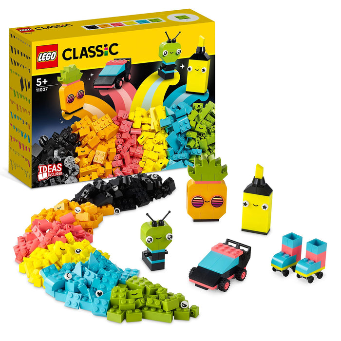 LEGO 11027 Classic Creative Neon Fun Brick Box Set, Building Toy & 11017 Classic Creative Monsters, Construction Playset