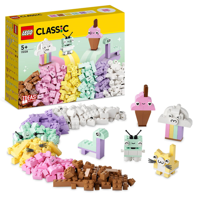 LEGO Classic Creative Pastel Fun Bricks Box, Building Toys for Kids, Girls, Boys Aged 5 Plus with Models; Ice Cream, Dinosaur, Cat & More, Creative Learning Gift 11028 Single