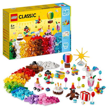 LEGO 11029 Classic Creative Party Box Bricks Set, Family Games to Play Together, Includes 12 Mini-Build Toys & 11013 Classic Creative Transparent Bricks Building Set