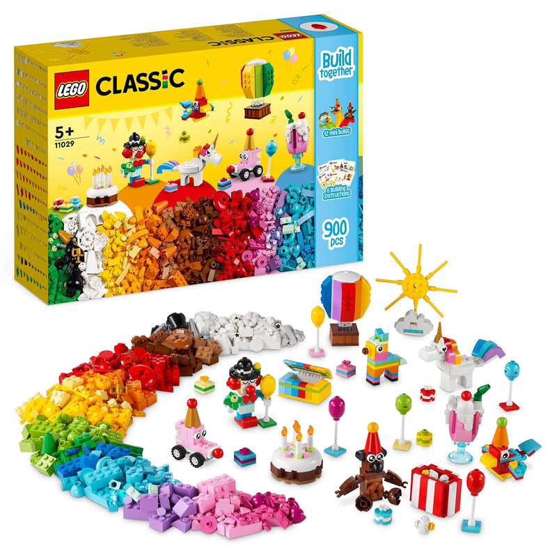 LEGO 11029 Classic Creative Party Box Bricks Set, Family Games to Play Together, Includes 12 Mini-Build Toys & 11013 Classic Creative Transparent Bricks Building Set