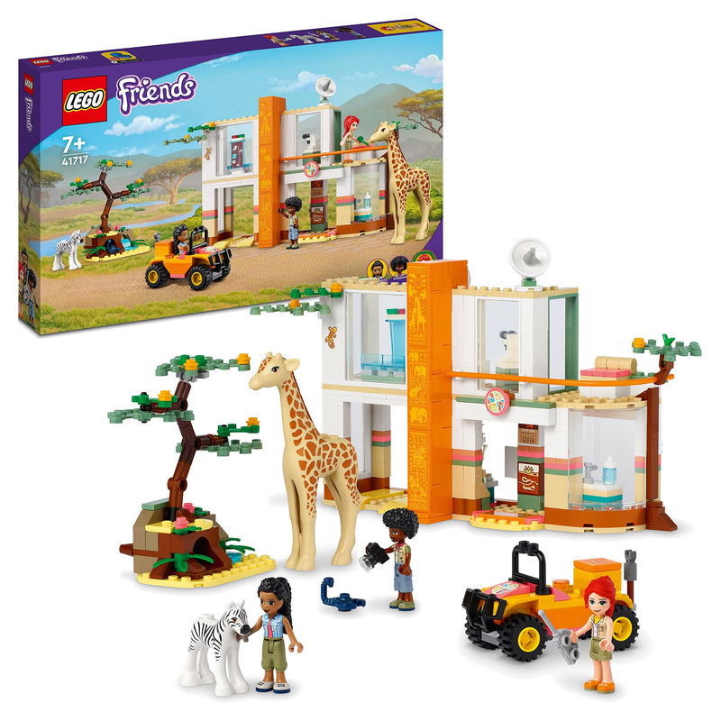 LEGO 41717 Friends Mia's Wildlife Rescue Toy with Zebra and Giraffe Safari Animal Figures plus 3 Mini Dolls, Birthday Gift Idea for Kids, Girls & Boys Age 7 Plus Years Old Standard packaging