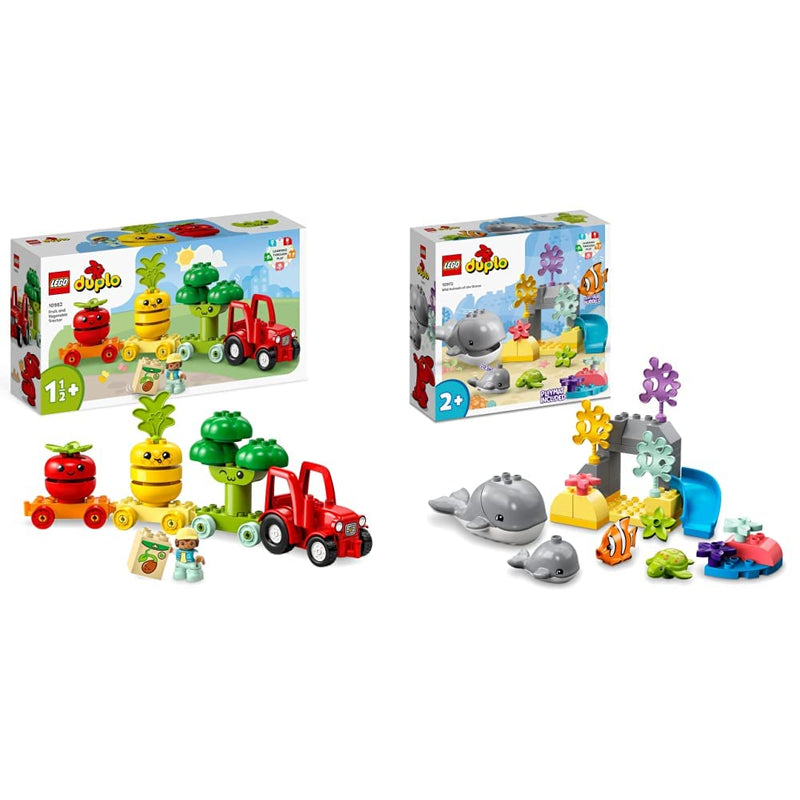 LEGO 10982 DUPLO My First Fruit and Vegetable Tractor Toy, Stacking and Colour Sorting Toys for Babies and Toddlers aged 1 .5-3 Years Old, Educational Early Learning Set Single