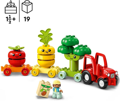 LEGO 10982 DUPLO My First Fruit and Vegetable Tractor Toy, Stacking and Colour Sorting Toys for Babies and Toddlers aged 1 .5-3 Years Old, Educational Early Learning Set Single