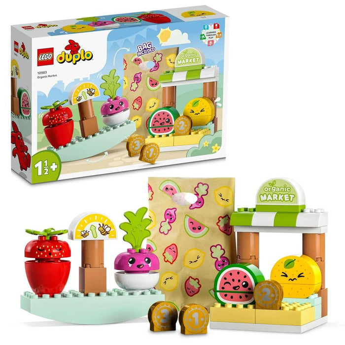 LEGO DUPLO My First Organic Market, Fruit and Vegetables Toy Food Set, Learn Numbers, Stacking Educational Toys for Toddlers 18 Months - 3 Years Old 10983