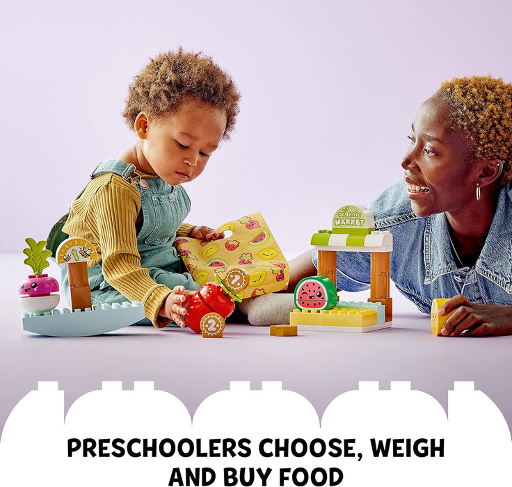 LEGO DUPLO My First Organic Market, Fruit and Vegetables Toy Food Set, Learn Numbers, Stacking Educational Toys for Toddlers 18 Months - 3 Years Old 10983