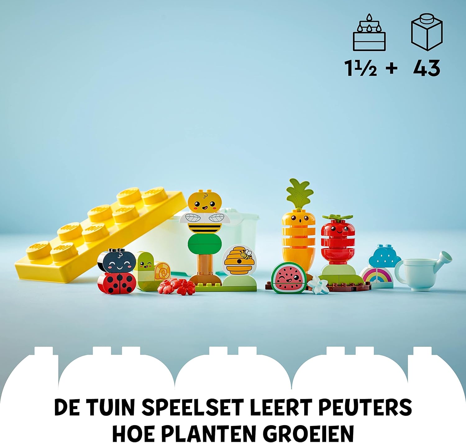 LEGO 10984 DUPLO My First Organic Garden Brick Box, Stacking Toys for Babies and Toddlers 1.5+ Years Old, Learning Toy with Ladybird, Bumblebee, Fruit & Veg Single